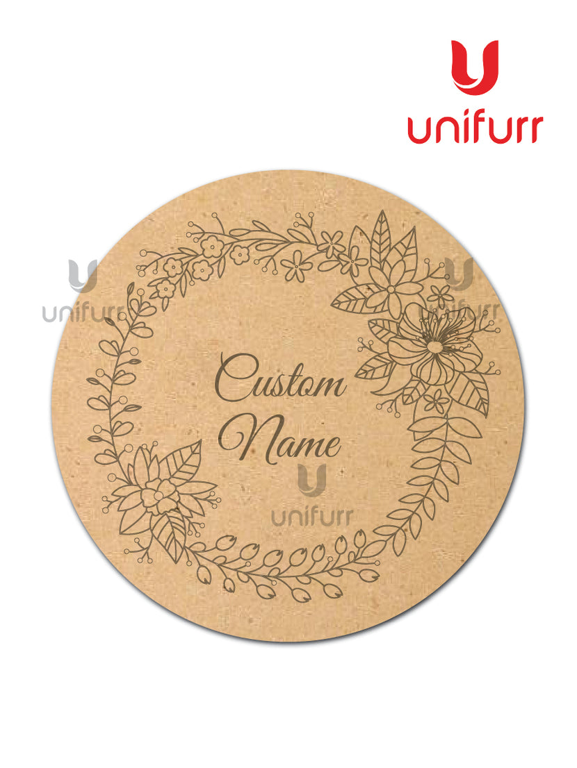 Custom Floral Name Plate Pre-marked MDF Cutout