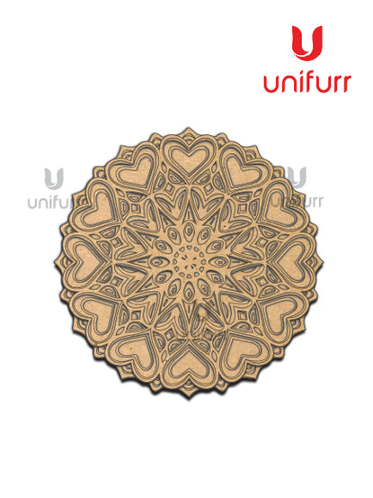 Multilayer Heart Mandala Art MDF Cutout