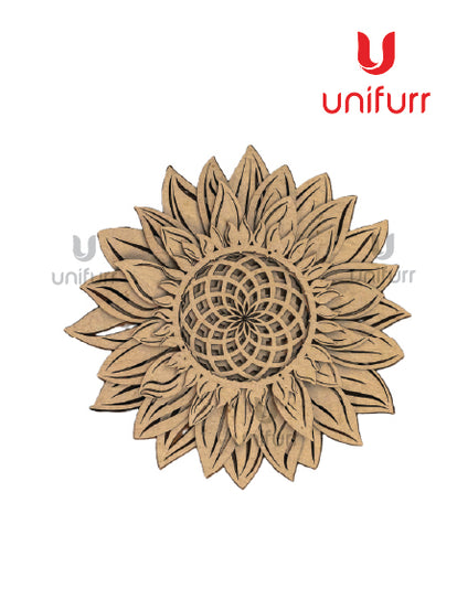 Multilayer Sunflower Mandala MDF Cutout 4mm